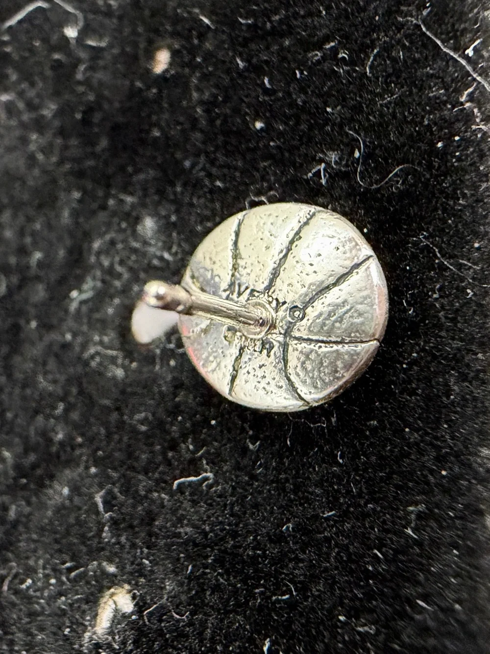 JAMES AVERY Sterling Silver Etched Basketball Stud Post Earrings; RETIRED